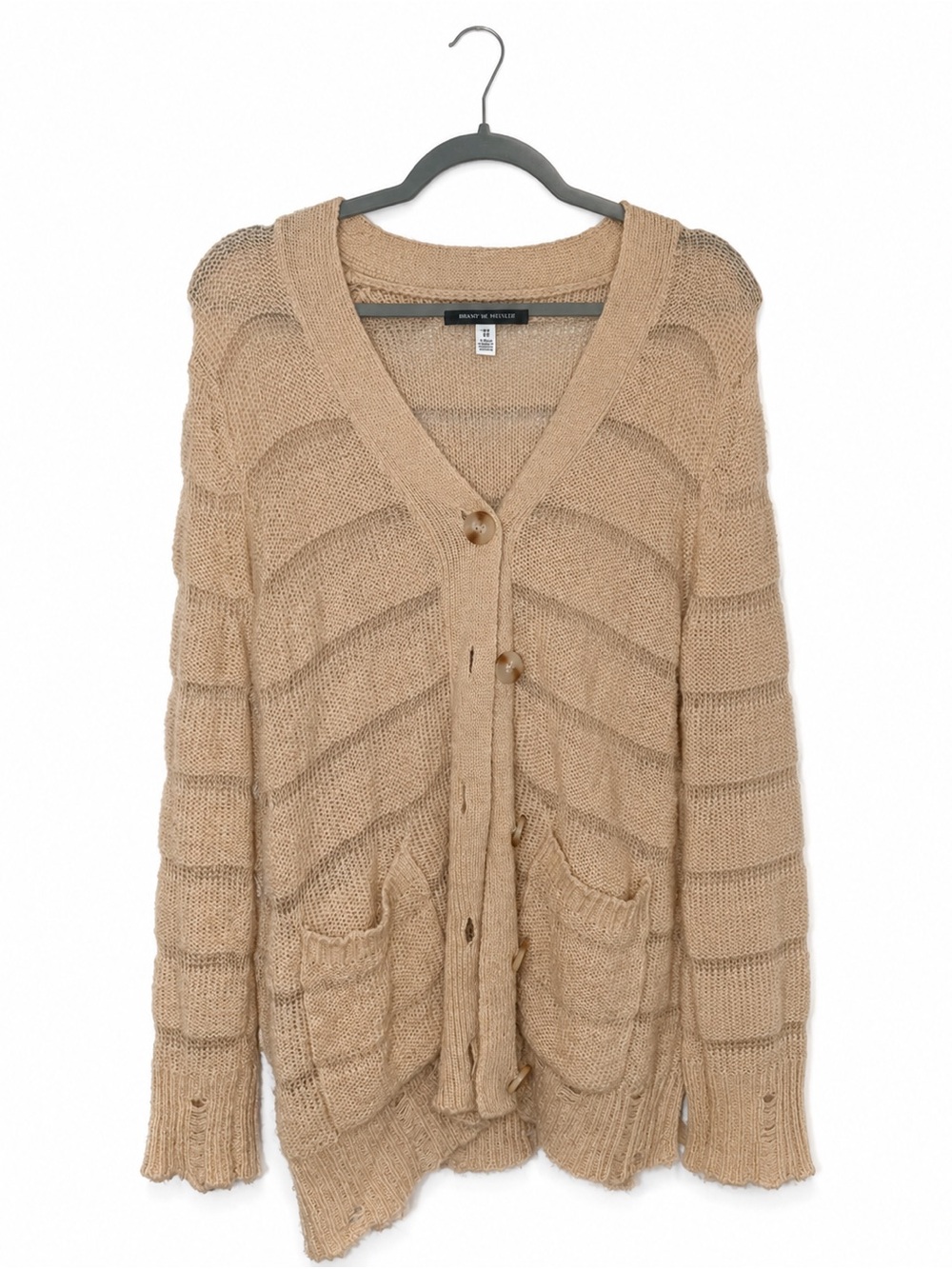 Urban Outfitters Tan Chunky Knit Button-Front Cardigan